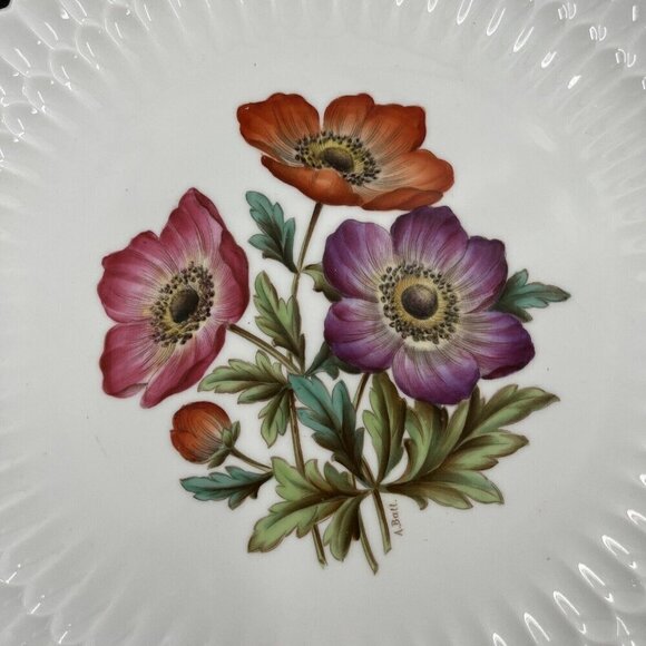 Spode Mansard Luncheon Bone China Floral Scalloped‎ Edge Plates Signed by Artist - Picture 4 of 16